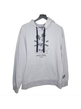 Disney x NEFF Collab Vintage Style Mickey Mouse Grey Hoodie Size XL Sweatshirt
